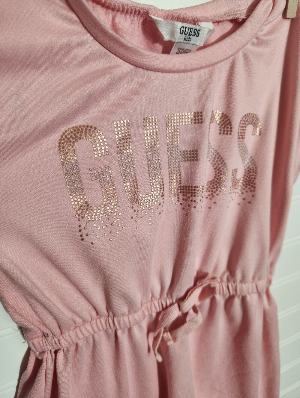 GUESS Kids 3T Girls Pink Rhinestone Logo Dress